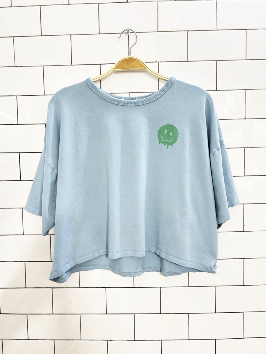 happy vibrations oversized boxy crop tee - good market thrift store
