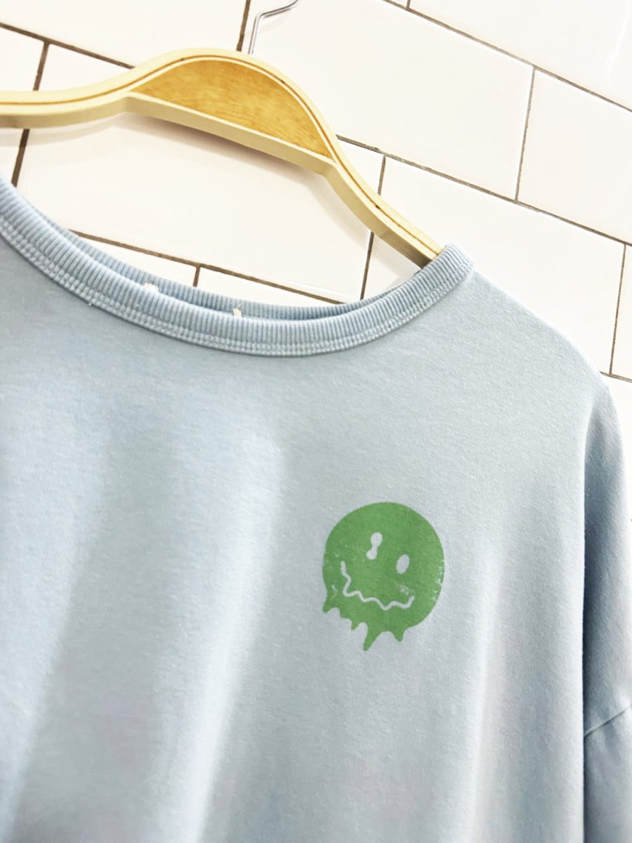 happy vibrations oversized boxy crop tee - good market thrift store