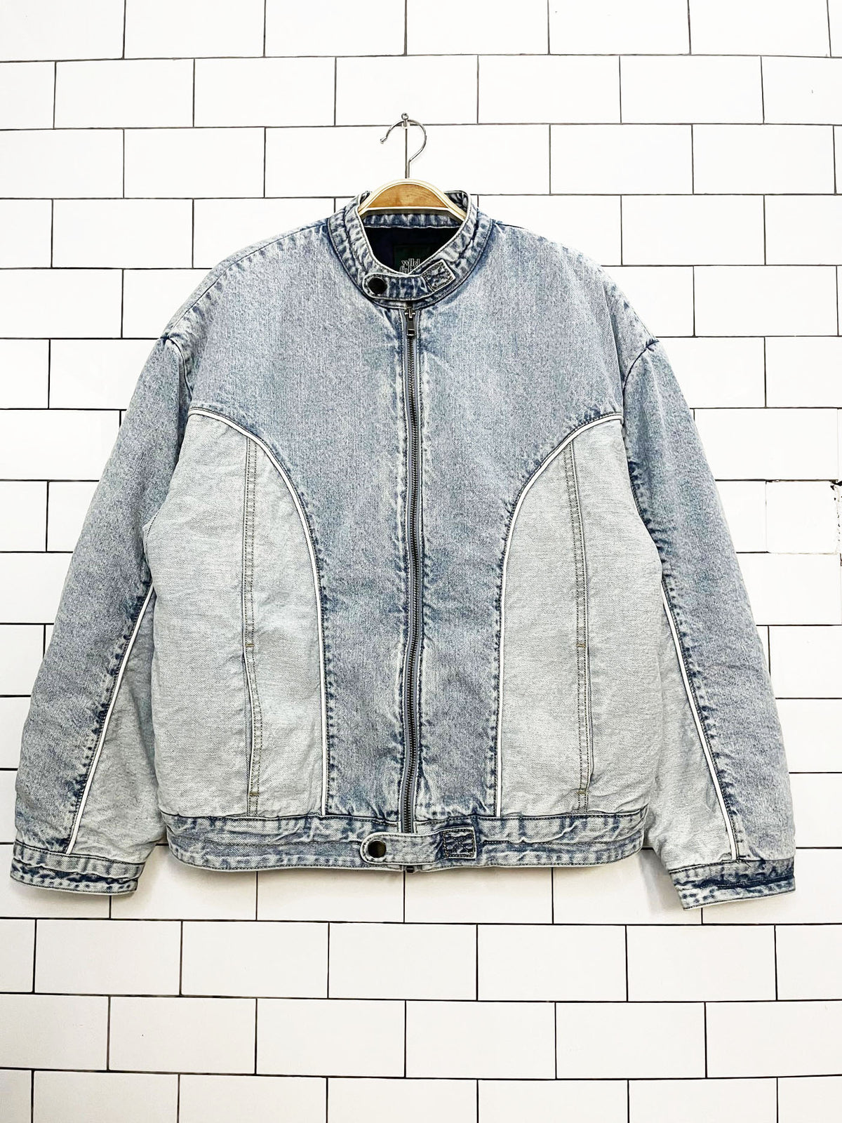 wild fable two tone crop denim puffer coat
