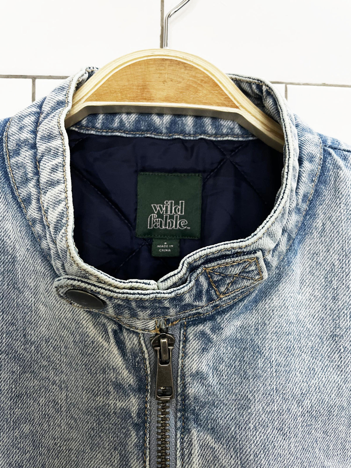wild fable two tone crop denim puffer coat