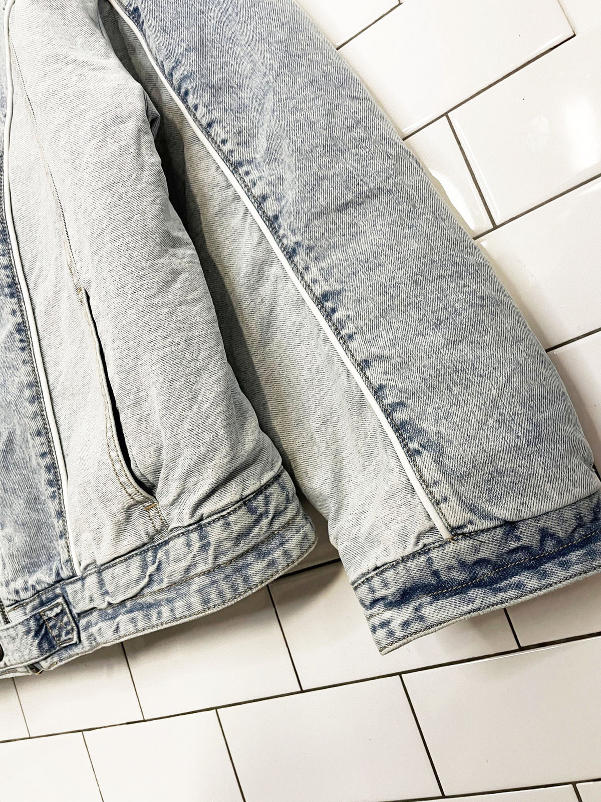 wild fable two tone crop denim puffer coat