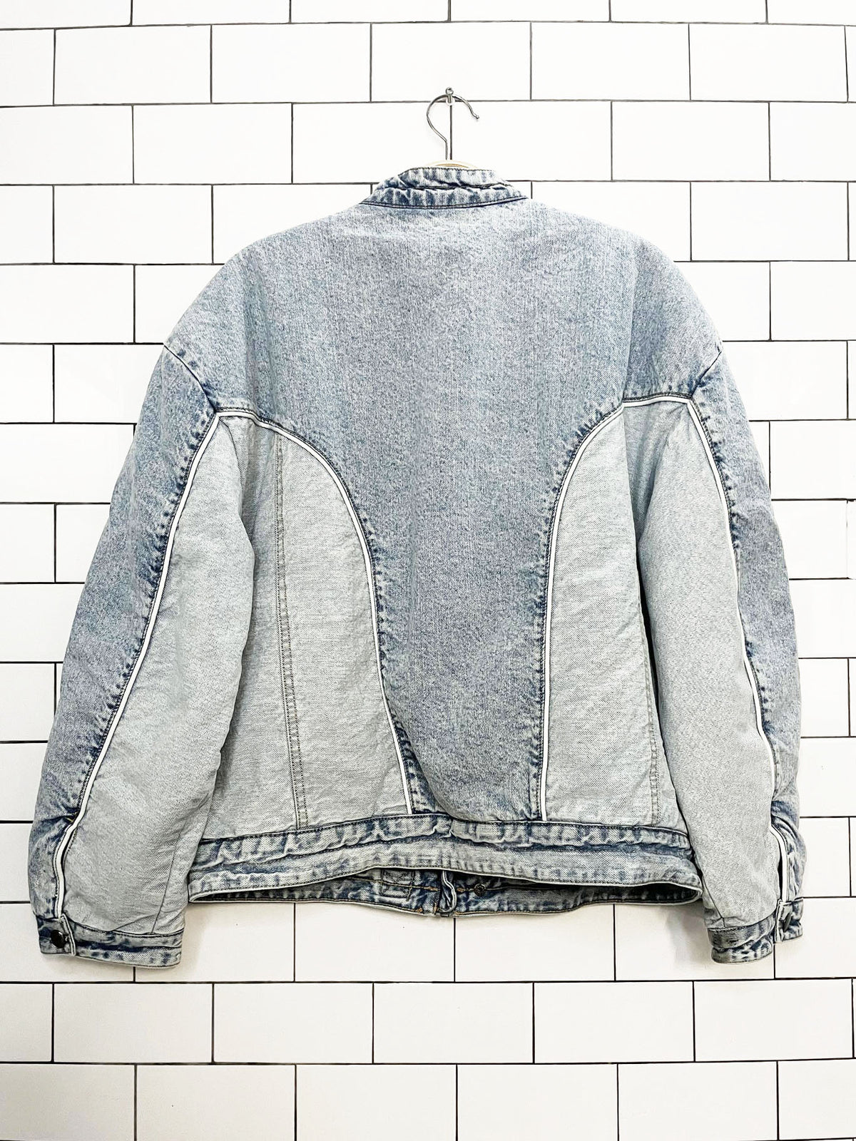 wild fable two tone crop denim puffer coat