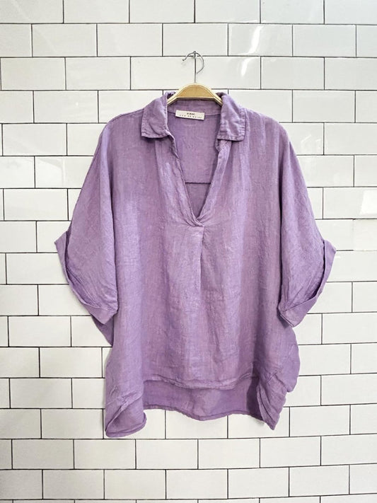 omai oversized drop shoulder linen shirt - good market thrift store
