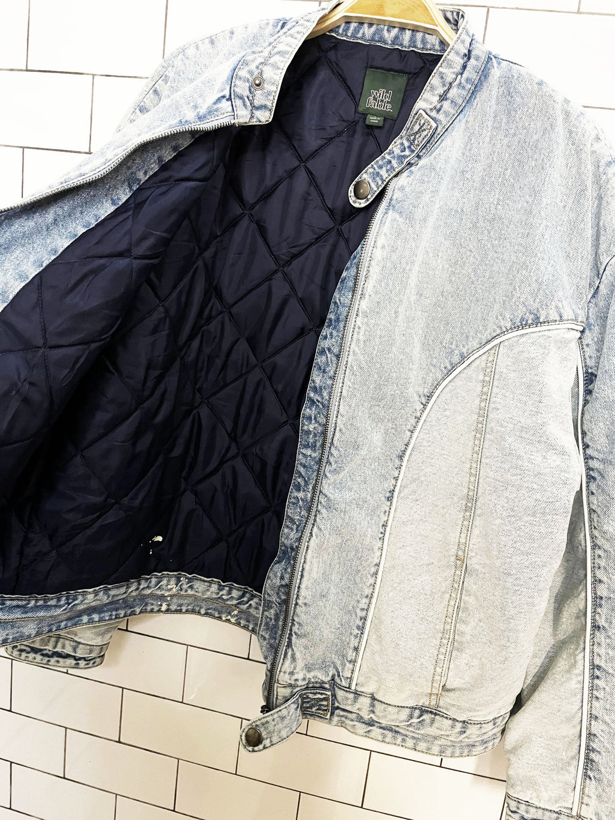 wild fable two tone crop denim puffer coat