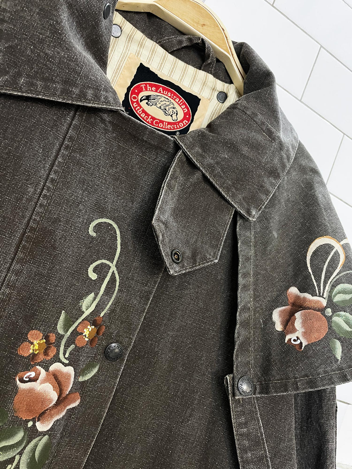 vintage the australian outback hand-painted gunslinger rancher jacket