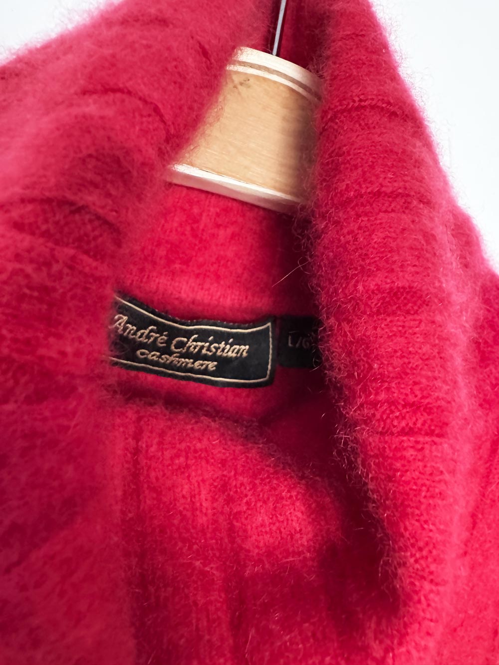 vintage 90s andré christian 100% cashmere fuzzy ribbed knit turtleneck sweater