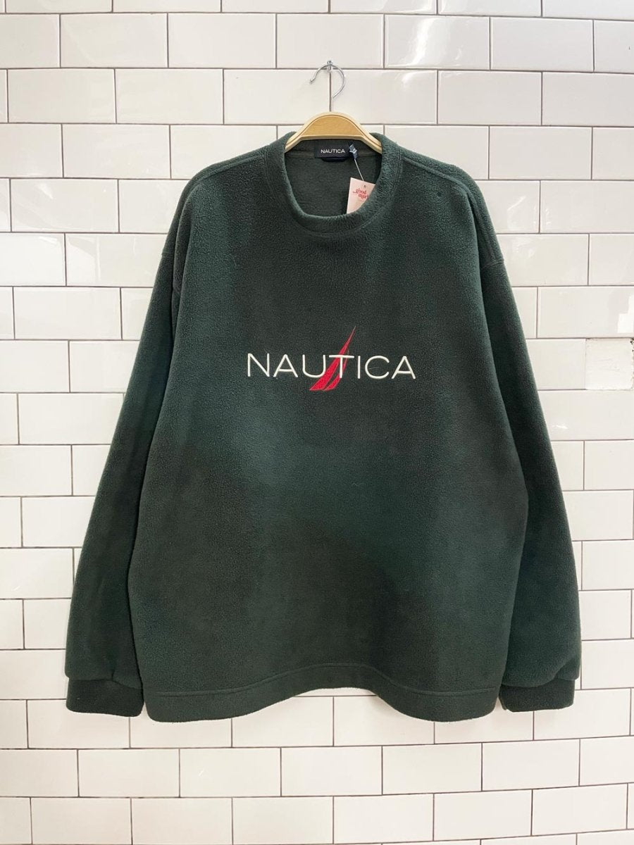 vintage 00s nautica logo fleece crew - good market thrift store