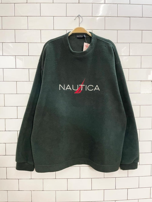 vintage 00s nautica logo fleece crew - good market thrift store
