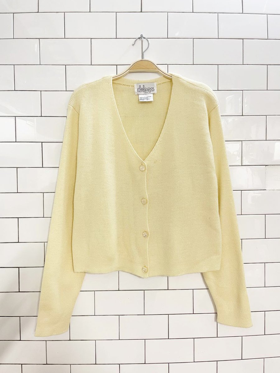 vintage dalmys wool - blend minimal knit boxy cardigan - good market thrift store