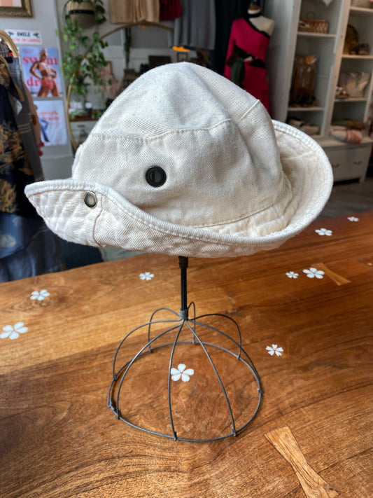 vintage snap side twill bucket hat