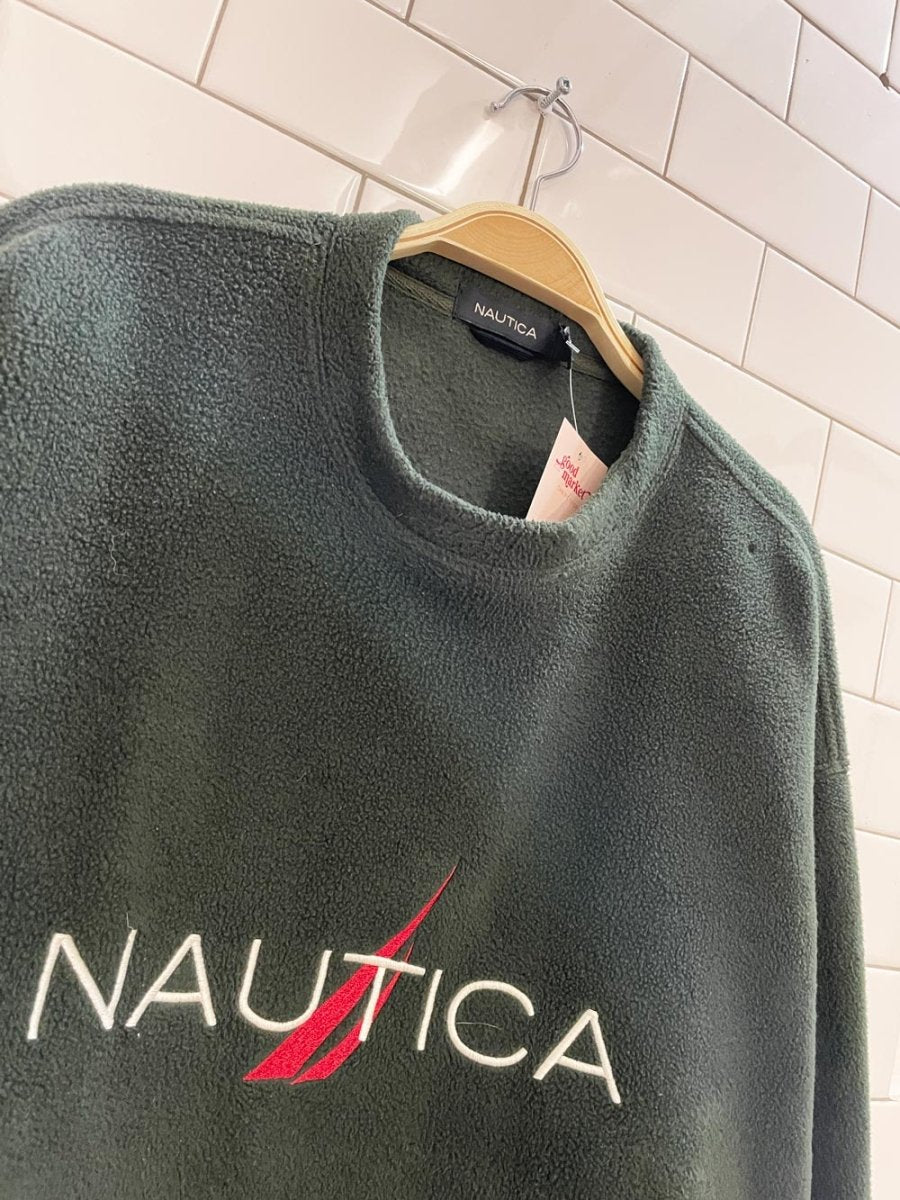 vintage 00s nautica logo fleece crew - good market thrift store