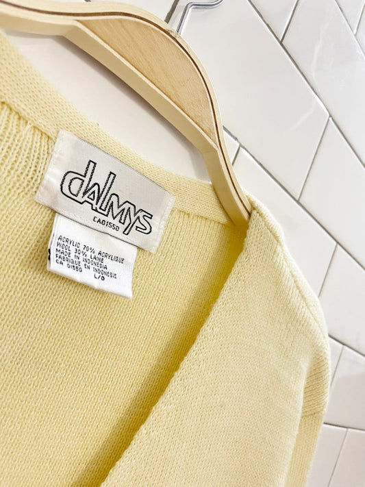 vintage dalmys wool - blend minimal knit boxy cardigan - good market thrift store