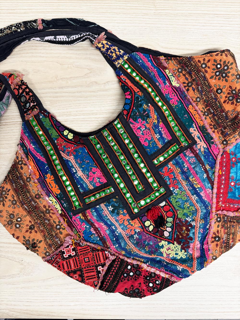 boho patchwork embroidered shoulder bag