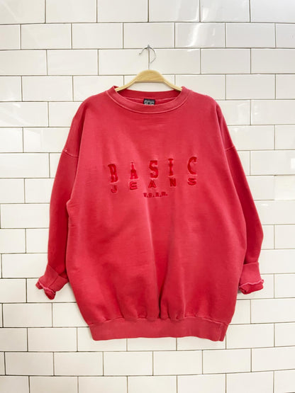 vintage 90s basic jeans embroidered crew - good market thrift store