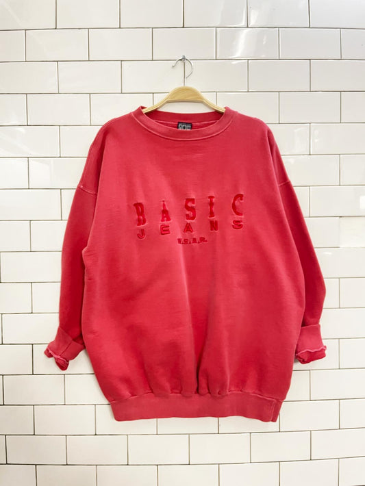 vintage 90s basic jeans embroidered crew - good market thrift store