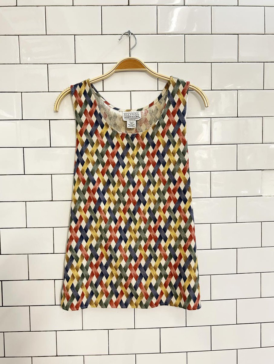 x3 vintage allyson whitmore 100% silk shirt + tank + short set - good market thrift store