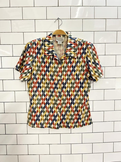 x3 vintage allyson whitmore 100% silk shirt + tank + short set - good market thrift store