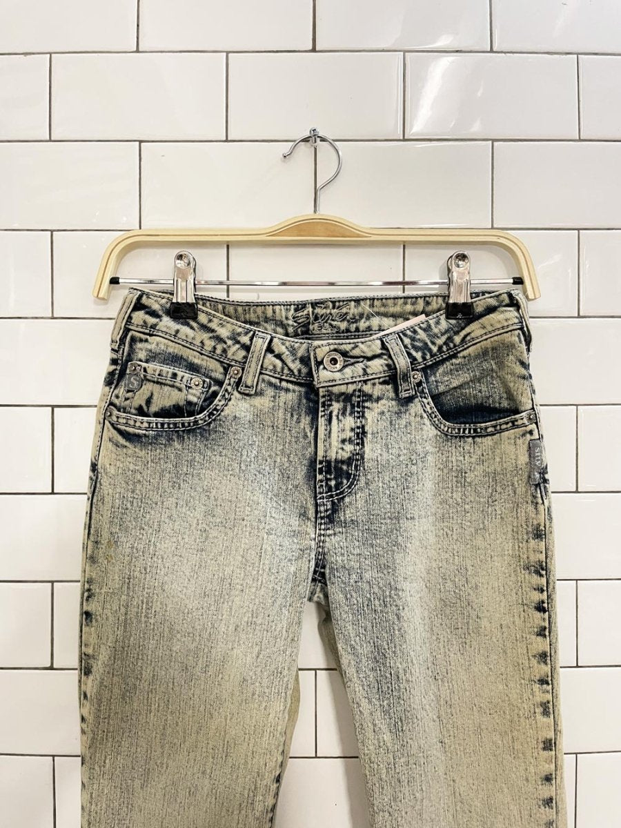 y2k silver spur acid wash flare leg jeans - good market thrift store