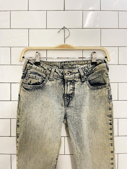 y2k silver spur acid wash flare leg jeans - good market thrift store