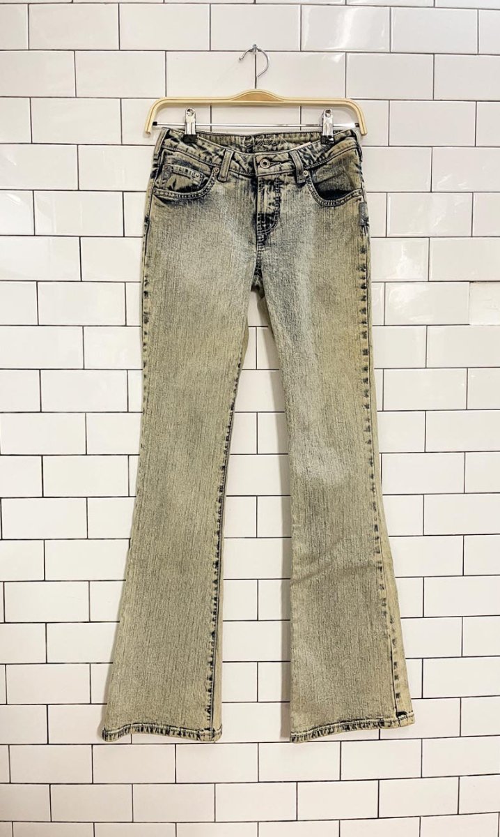 y2k silver spur acid wash flare leg jeans - good market thrift store