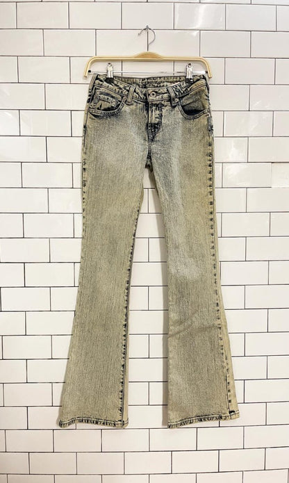 y2k silver spur acid wash flare leg jeans - good market thrift store
