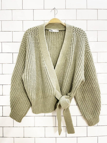 zara chunky knit wrap cardigan sweater - good market thrift store