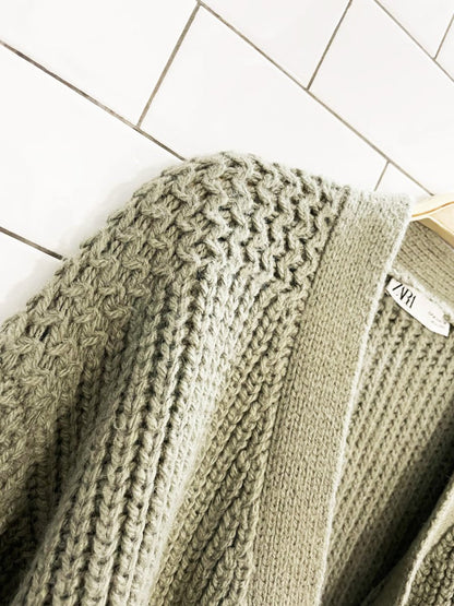 zara chunky knit wrap cardigan sweater - good market thrift store