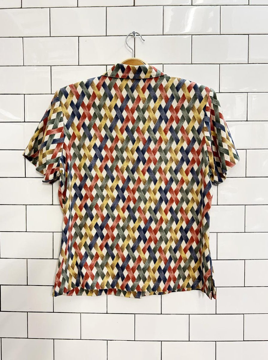 x3 vintage allyson whitmore 100% silk shirt + tank + short set - good market thrift store