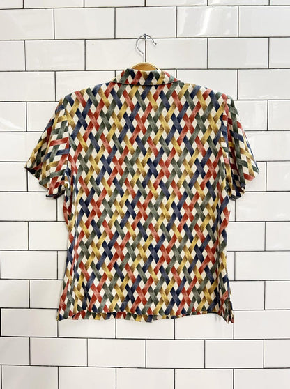 x3 vintage allyson whitmore 100% silk shirt + tank + short set - good market thrift store