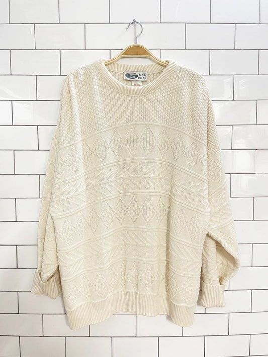 vintage 80s pine point minimal 3d knit sweater - good market thrift store