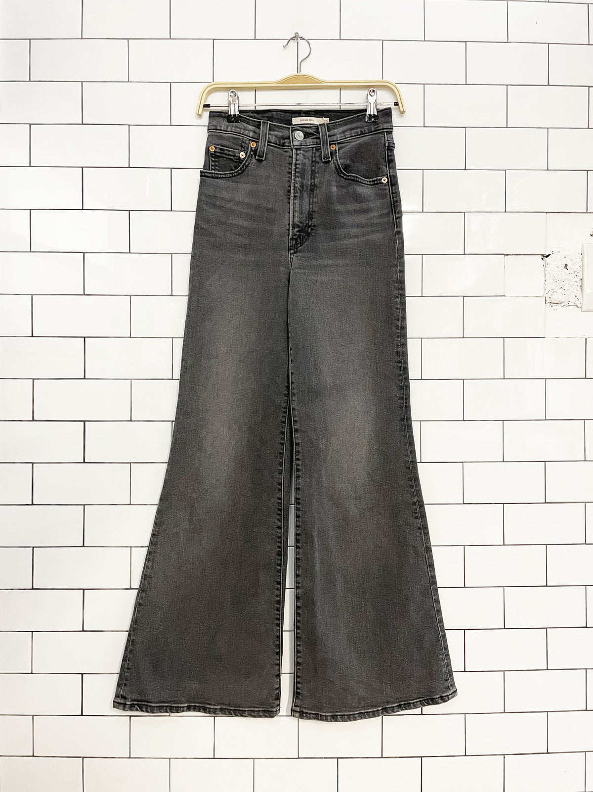levi's ribcage bell flare high rise stretchy jeans