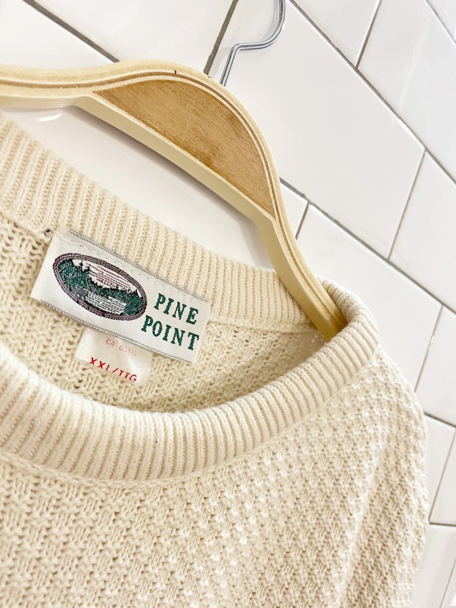 vintage 80s pine point minimal 3d knit sweater - good market thrift store