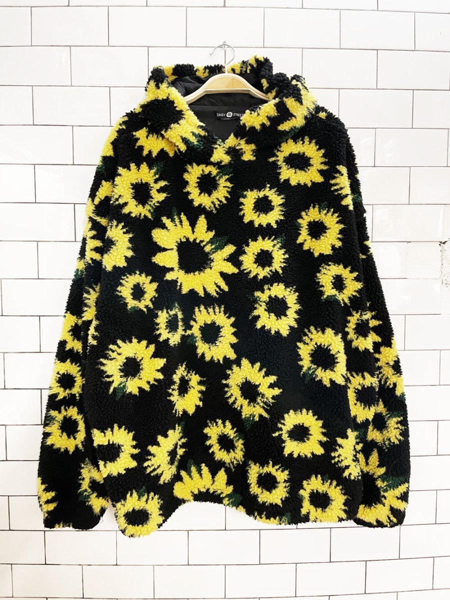 daisy street fleece sunflower hoodie pullover jacket | asos - good market thrift store