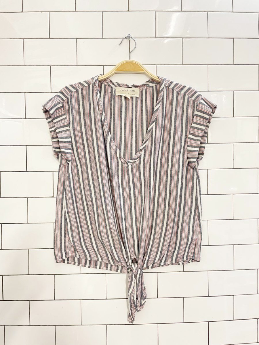 cloth & stone linen - blend tie waist top - good market thrift store