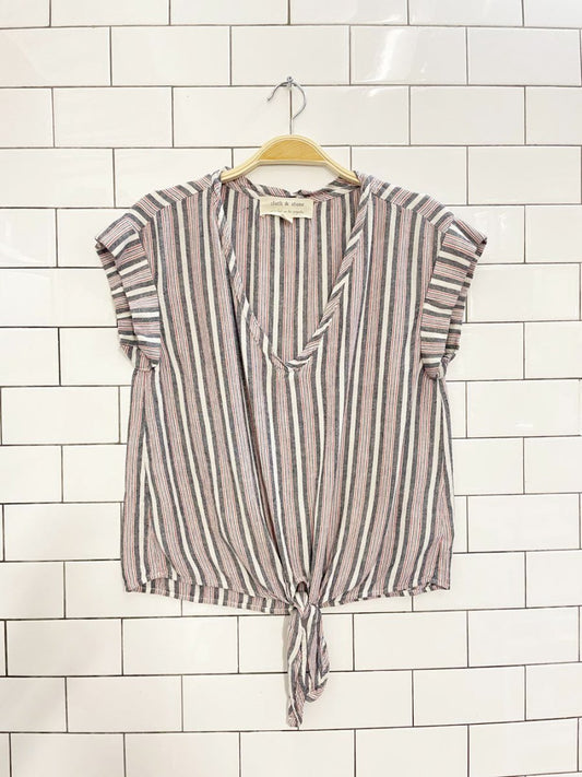 cloth & stone linen - blend tie waist top - good market thrift store