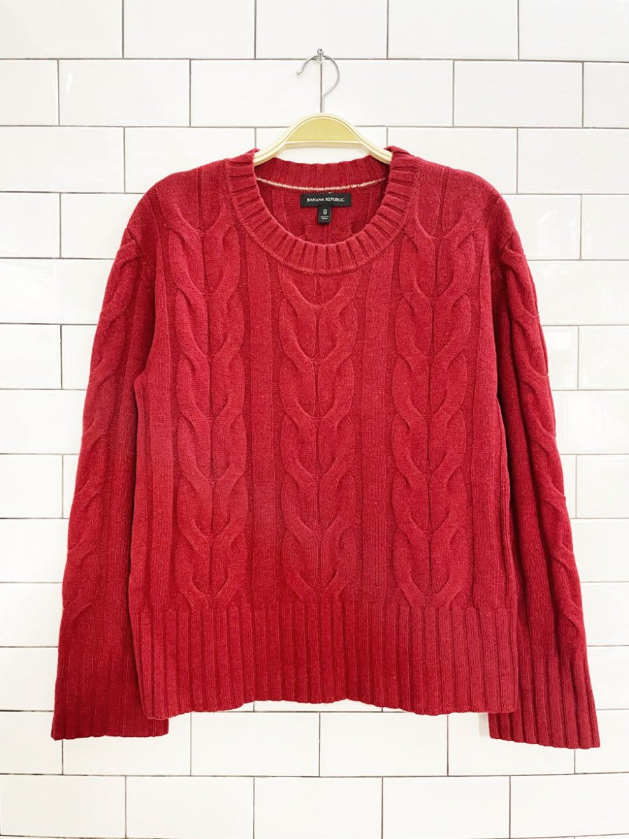 banana republic 2024 100% merino wool cable knit sweater - good market thrift store