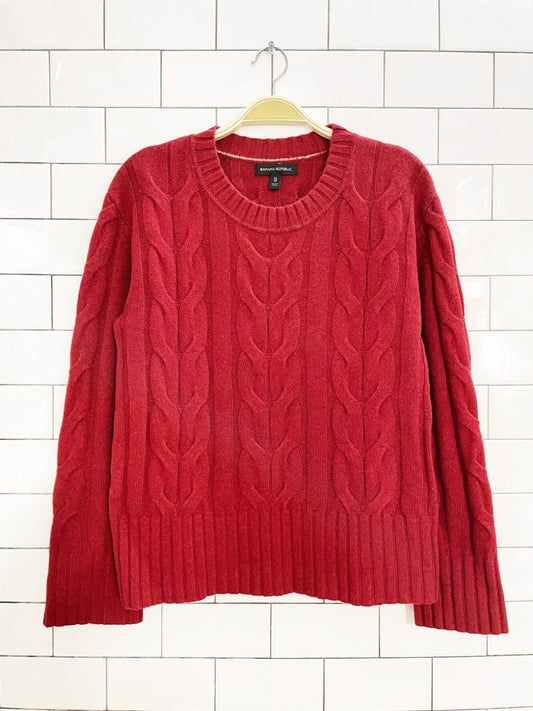 banana republic 2024 100% merino wool cable knit sweater - good market thrift store
