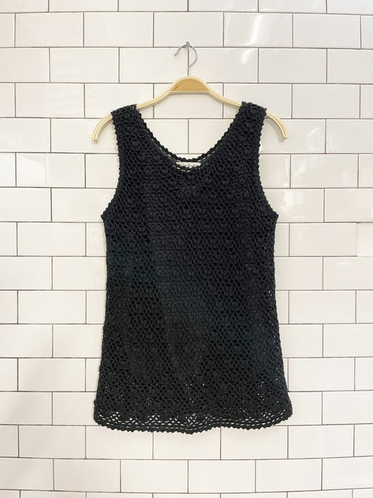 vintage 00s bianca nygard crochet knit tank - good market thrift store