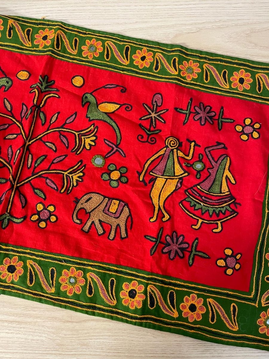 boho indian folk embroidered tapestry - good market thrift store