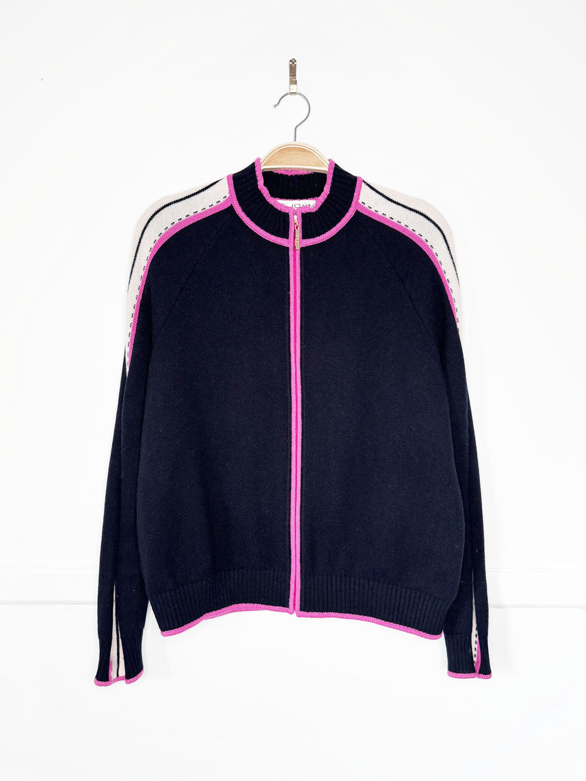 y2k st john 100% cashmere knit full zip ski cardigan sweater