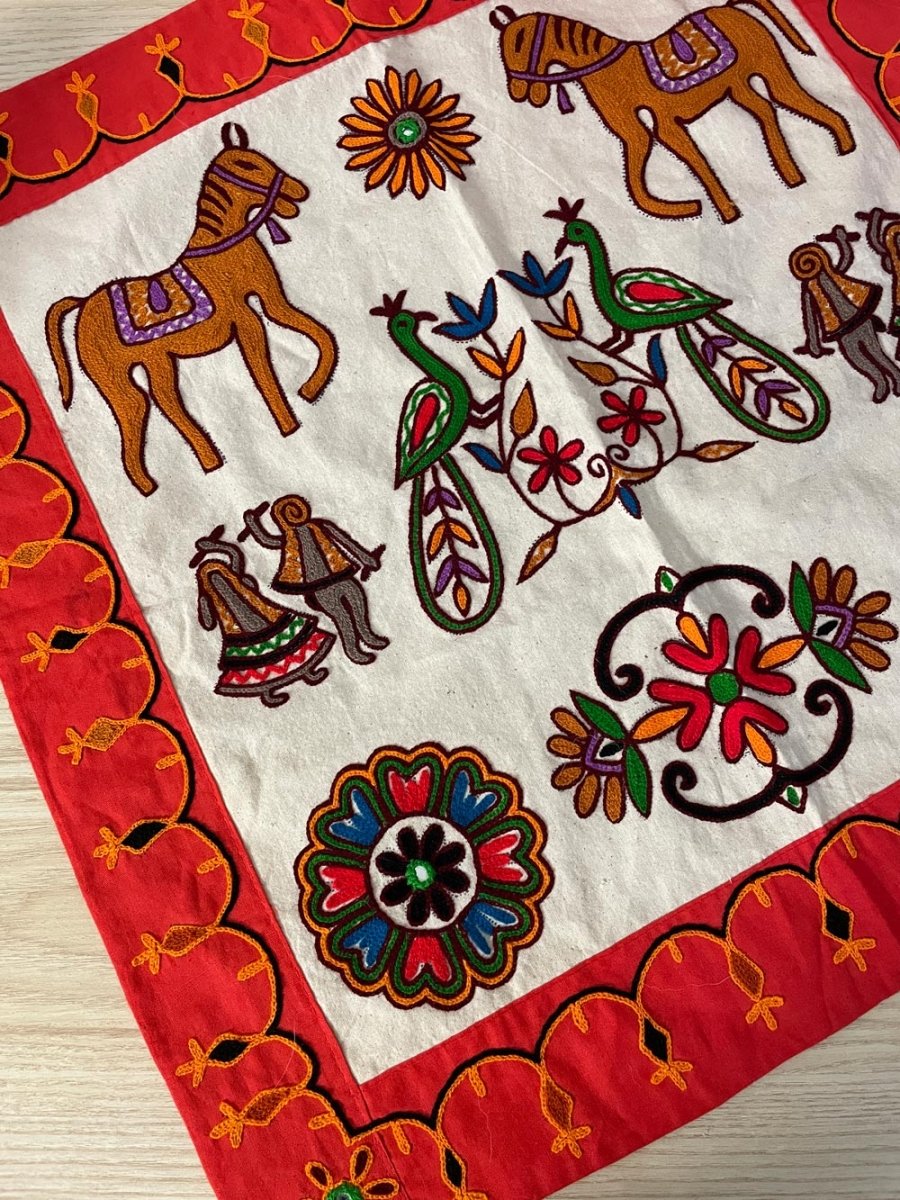 boho indian folk embroidered tapestry - good market thrift store
