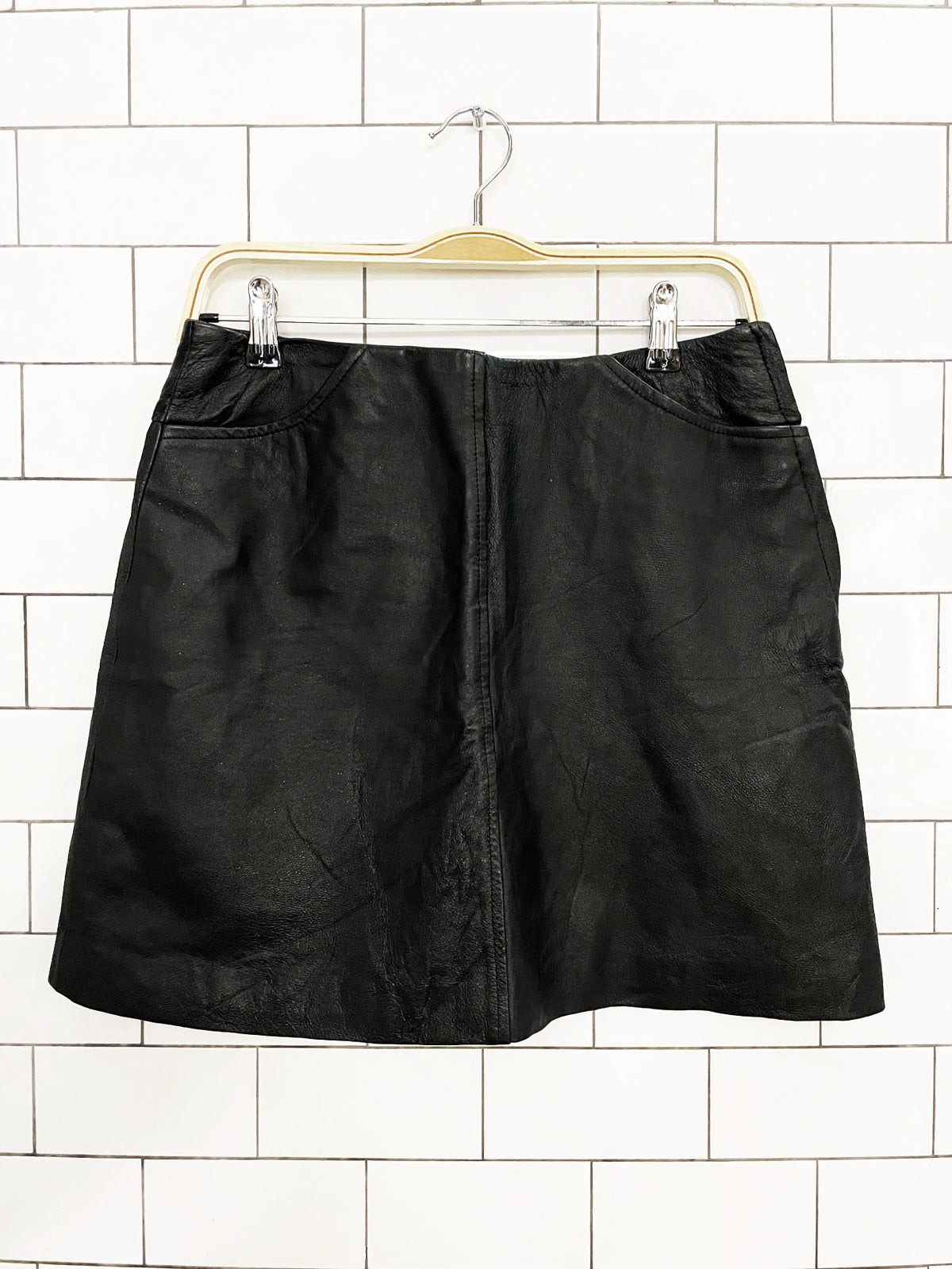 vintage 90s bb dakota leather pocketed mini skirt