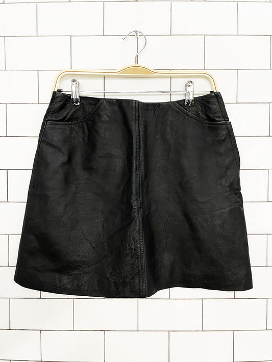 vintage 90s bb dakota leather pocketed mini skirt