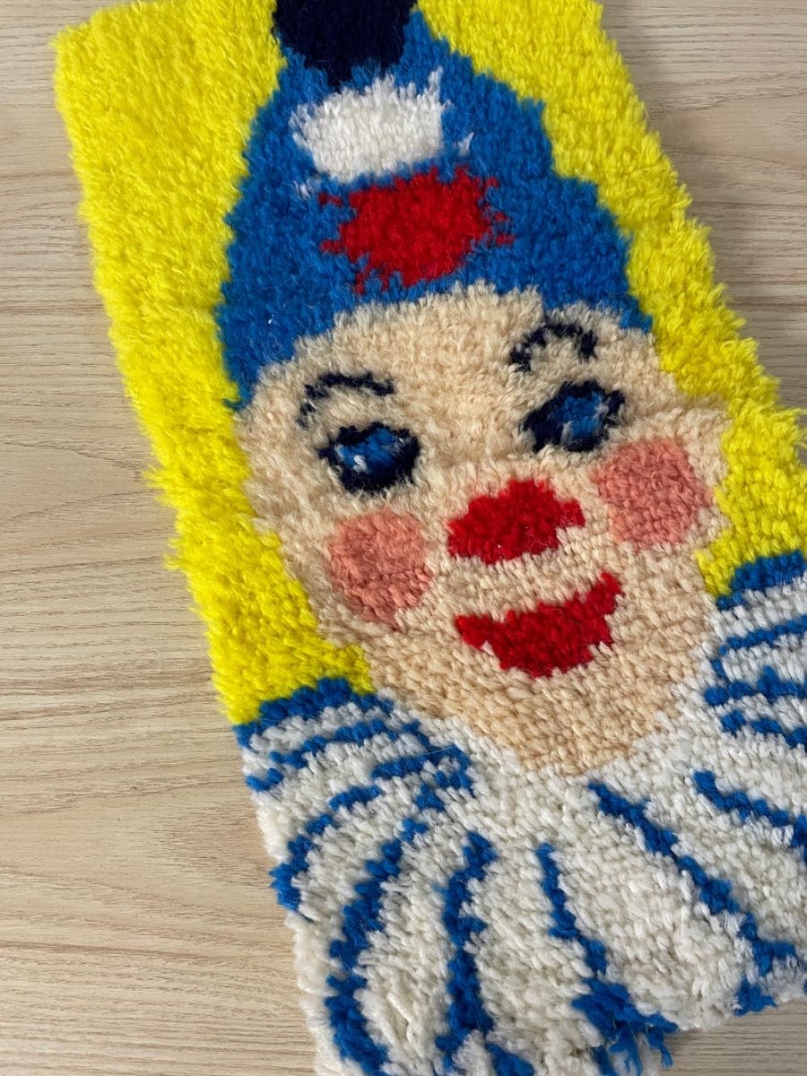 vintage latchhook clown art - good market thrift store