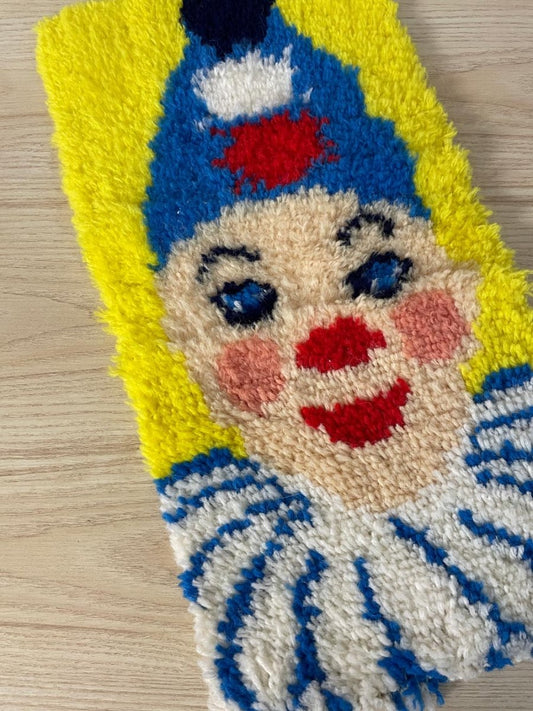 vintage latchhook clown art - good market thrift store