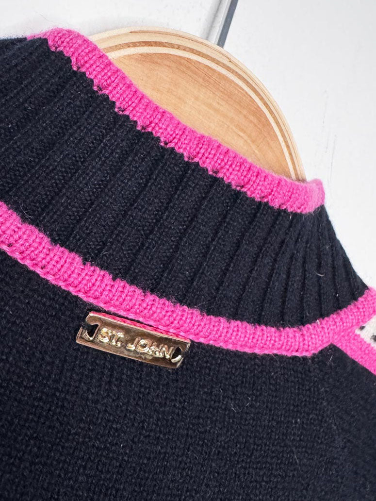 y2k st john 100% cashmere knit full zip ski cardigan sweater