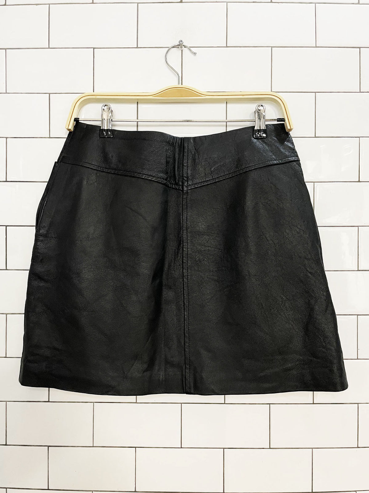 vintage 90s bb dakota leather pocketed mini skirt