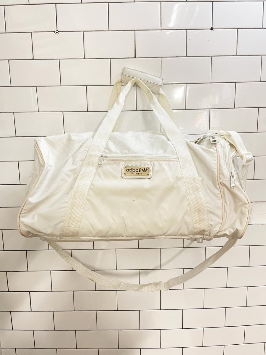 vintage 80s adidas white duffle bag - good market thrift store