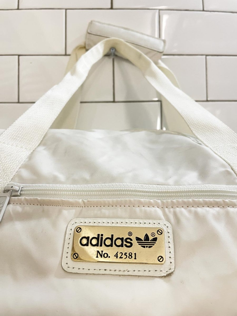 vintage 80s adidas white duffle bag - good market thrift store