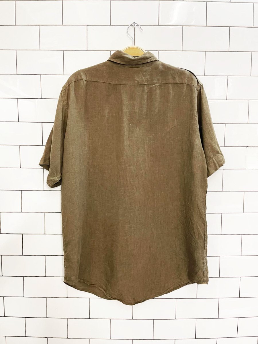 vintage polo ralph lauren 100% linen utility short sleeve shirt - good market thrift store